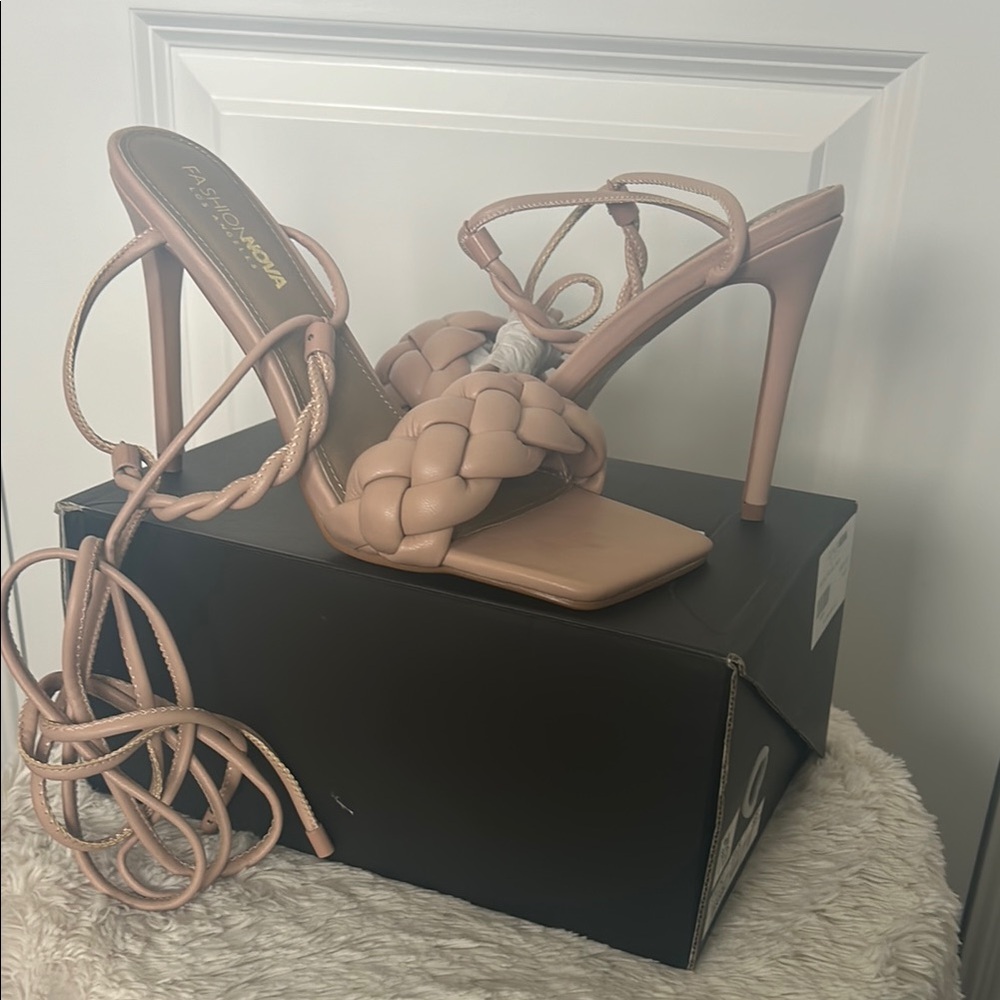 Fashion Nova Pink Strappy Heels with Stiletto